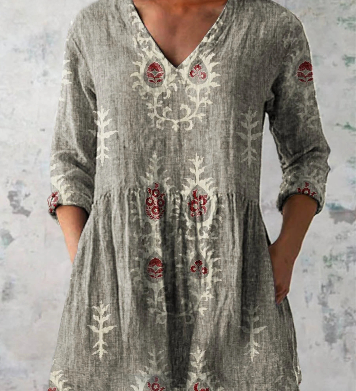 Elise | Long Blouse with V-Neck