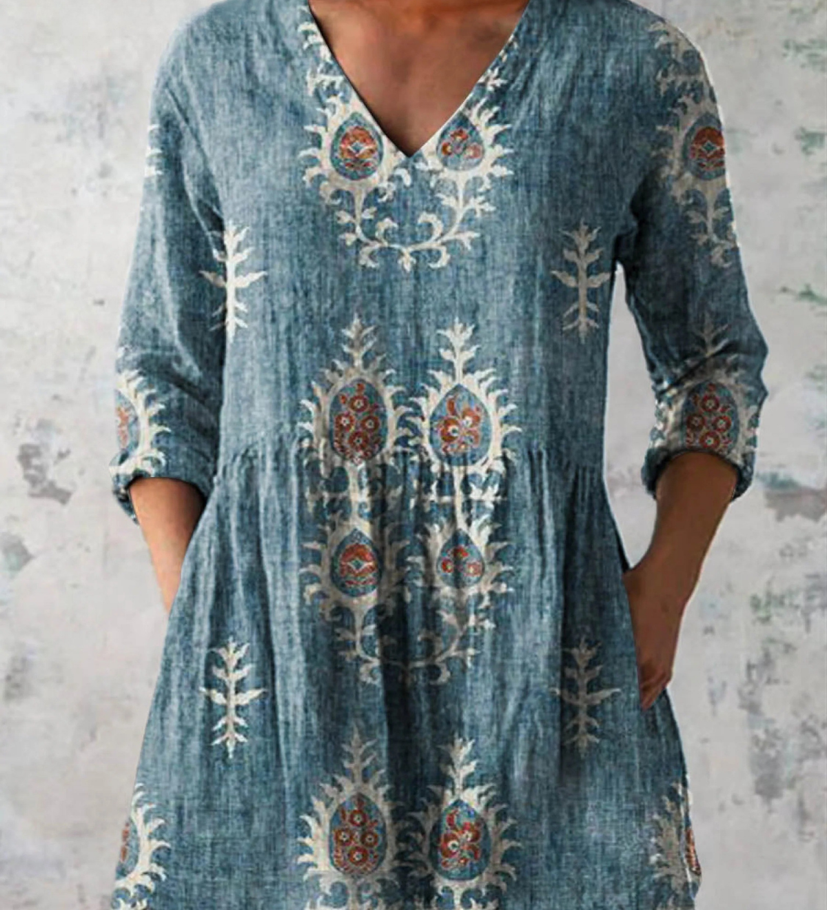 Elise | Long Blouse with V-Neck