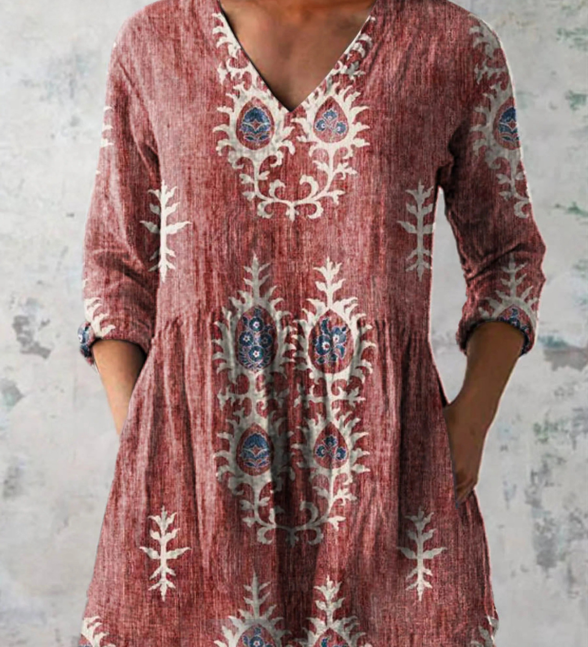 Elise | Long Blouse with V-Neck
