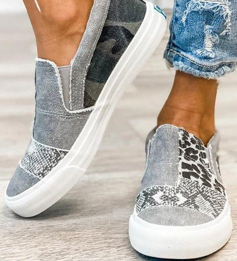 Quinny  | Casual Leopard Print Canvas Shoes