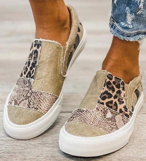 Quinny  | Casual Leopard Print Canvas Shoes
